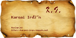 Karsai Irén névjegykártya